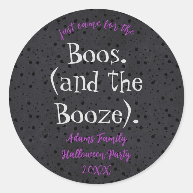 Boos and Booze Adult Halloween Party Stickers (Front)