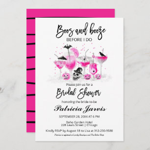 Boos And Booze Before I Do Halloween Bridal Shower Invitation