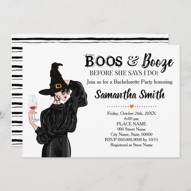 Boos and booze before I do halloween bridal shower Invitation (Front/Back)