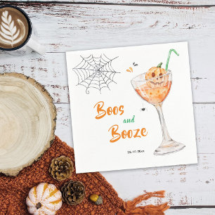 Boos and Booze Cocktail Halloween Party Napkin
