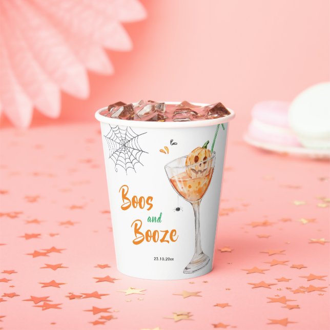 Boos and Booze Cocktail Halloween Party Paper Cups (Insitu)