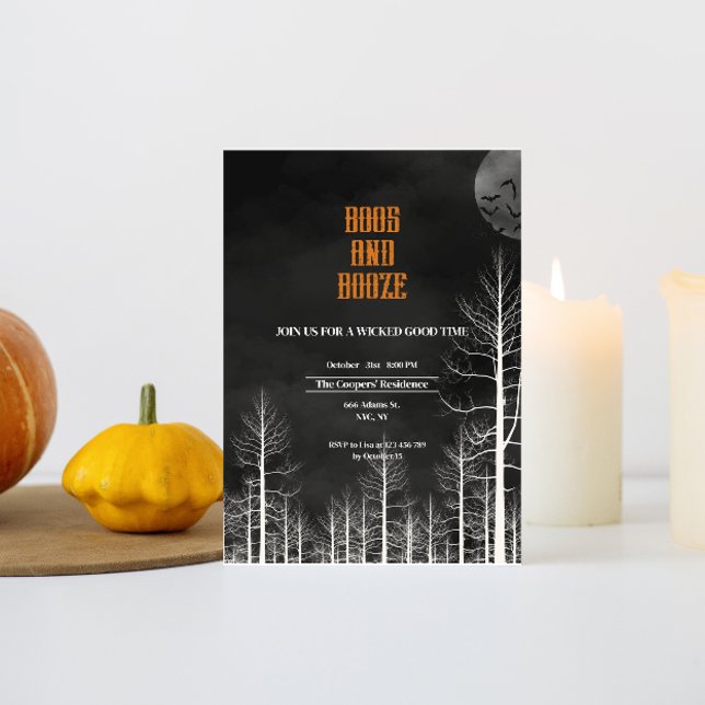 Boos And Booze Dark Woods Halloween Party Invitation (Creator Uploaded)