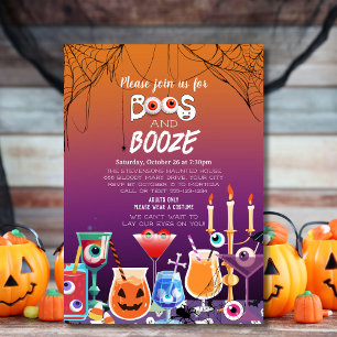 Boos and Booze Eyeballs Halloween Party Invitation