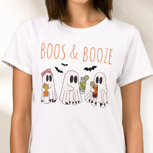 Boos and Booze Funny Ghost Cute Adult Halloween T-Shirt