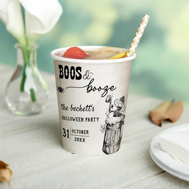 Boos and Booze Ghost Halloween Party Paper Cups (Creator Uploaded)
