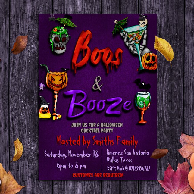 Boos and Booze - Halloween Cocktail Party  Invitation (Creator Uploaded)