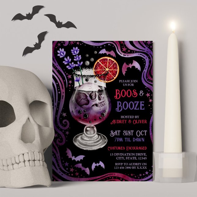 Boos and Booze Halloween Costumes and Cocktails  Invitation (Boos and Booze Halloween Costumes and Cocktails Invitation)
