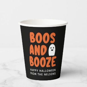 Boos and Booze Halloween Disposable Paper Cups