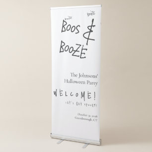 Boos and Booze Halloween Minimal Welcome Retractable Banner