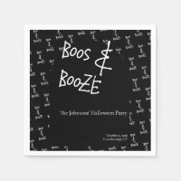 Boos and Booze Halloween Party Black and White