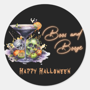 Boos and Booze Halloween Party Classic Round Sticker