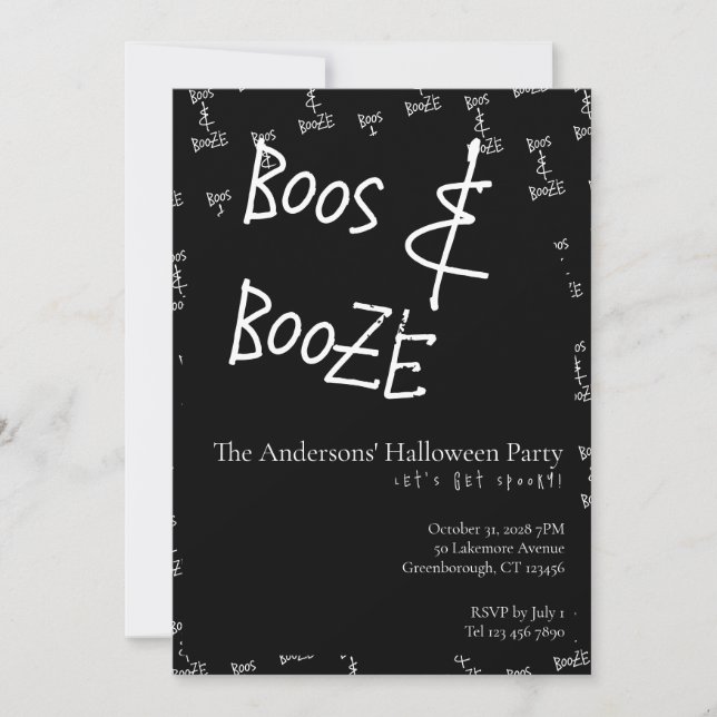 Boos and Booze Halloween Party Invitation (Front)