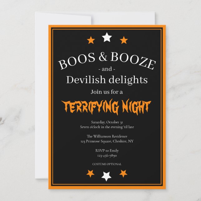 Boos and Booze Halloween Party Invitation (Front)