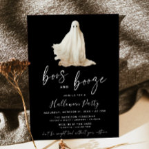 Boos and Booze Halloween Party Invitation Ghost