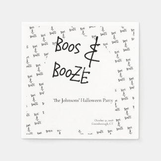 Boos and Booze Halloween Party Minimal Napkin