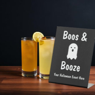 Boos and Booze Halloween Pedestal Sign