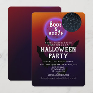 Boos and Booze Halloween Scary Party  Thank You Card