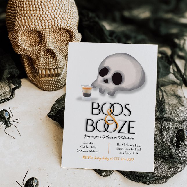 Boos and Booze Modern Halloween Party Invitation (Creator Uploaded)