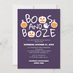 Boos and Booze Spooky Halloween Costume Party  Invitation