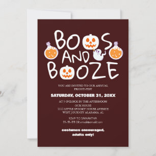 Boos and Booze Spooky Halloween Costume Party Invitation