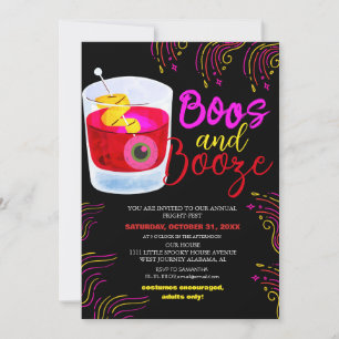Boos and Booze Vintage Halloween Costume Party Invitation