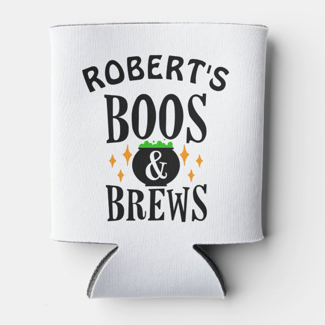 Boos and Brews Fun Halloween Can Cooler (Front)
