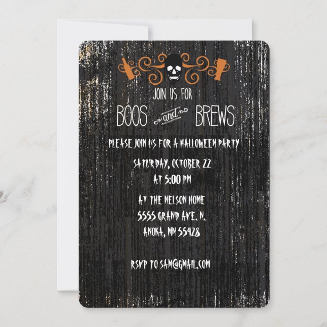 Boos and Brews Halloween invitation desgin (Front)