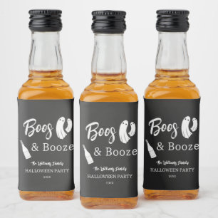 Boos & Booze Adult Halloween Chic Black Invitation Liquor Bottle Label