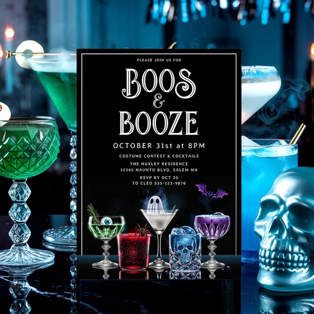 Boos & Booze Fancy Cocktail Custom Foil Invitation (Creator Uploaded)