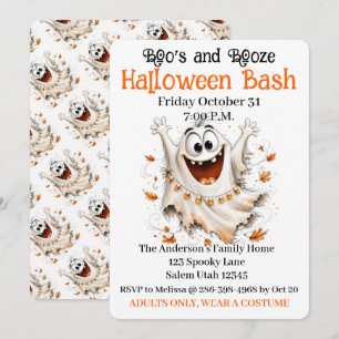 Boo's & Booze Halloween Bash Party Invitation
