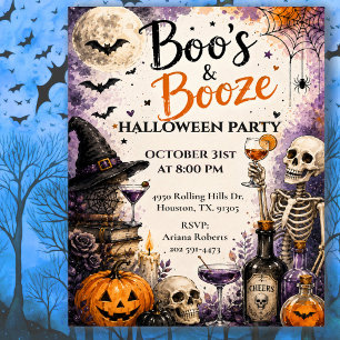 Boo's & Booze Halloween Celebration Party Invitation