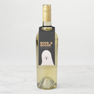 Boos & Booze Halloween Cute Ghost  Bottle Tag