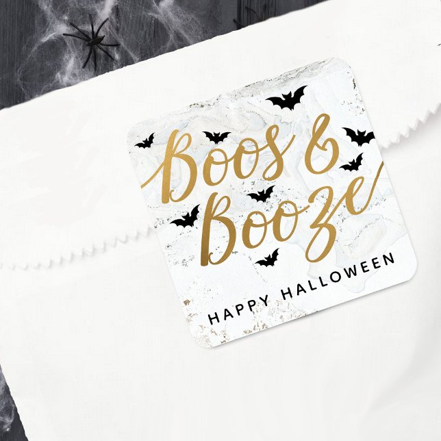 Boos & Booze Halloween Party Square Sticker (Creator Uploaded)