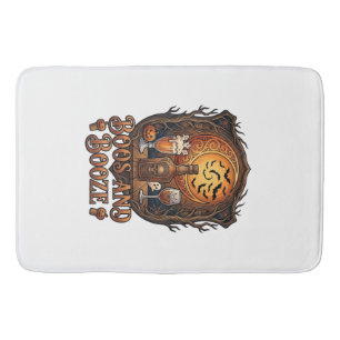 Boos Booze Halloween Skull Bottle Beer Wine Bats M Bath Mat