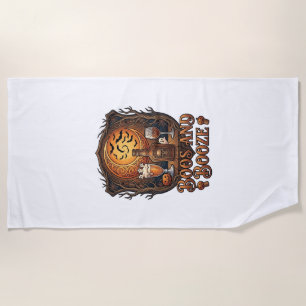 Boos Booze Halloween Skull Bottle Beer Wine Bats M Beach Towel