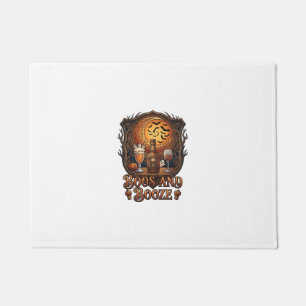Boos Booze Halloween Skull Bottle Beer Wine Bats M Doormat