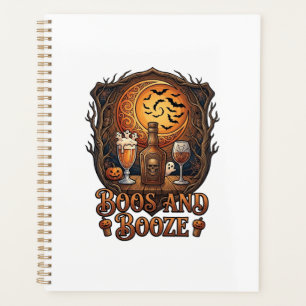 Boos Booze Halloween Skull Bottle Beer Wine Bats M Planner