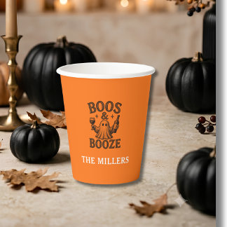 Boos & Booze Vintage Ghost Halloween Paper Cups