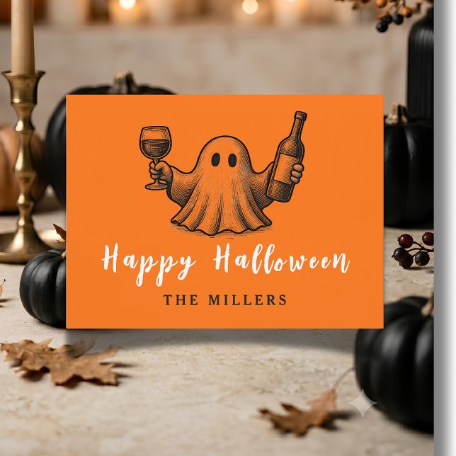 Boos & Booze Vintage Ghost  Postcard (Creator Uploaded)