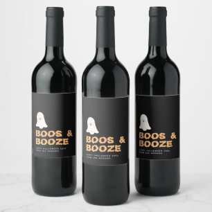 Boos & Boozed Halloween Cute Ghost Wine Label