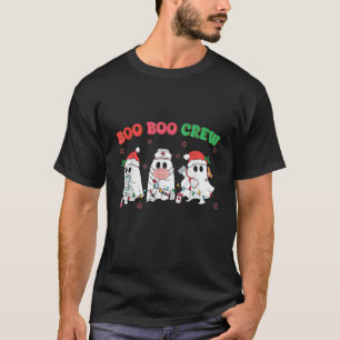 Boos Crew Ghost Nurse Health Santa Lights Christma T-Shirt