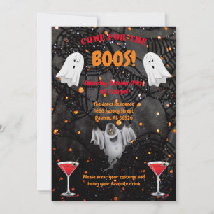 Boos, Drinks, and Ghost Halloween Party Invitation