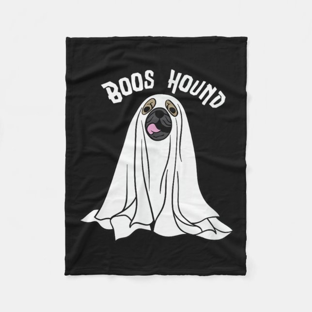 Boos Hound Funny Halloween Ghost Dog Fleece Blanket (Front)