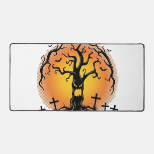 Boos Im Here Again Halloween Spooky Tree Pumpkins Desk Mat