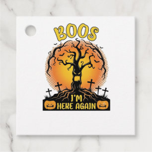 Boos Im Here Again Halloween Spooky Tree Pumpkins Favour Tags
