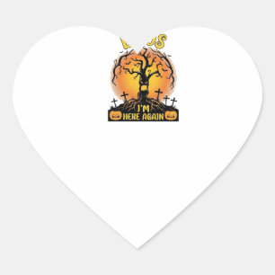 Boos Im Here Again Halloween Spooky Tree Pumpkins Heart Sticker