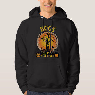 Boos Im Here Again Halloween Spooky Tree Pumpkins  Hoodie