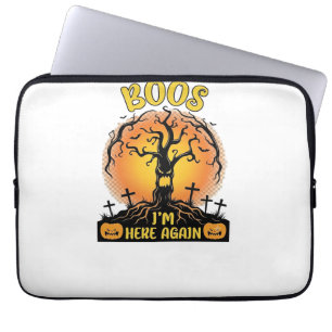 Boos Im Here Again Halloween Spooky Tree Pumpkins Laptop Sleeve