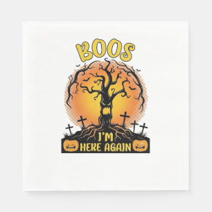 Boos Im Here Again Halloween Spooky Tree Pumpkins  Napkin