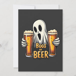 Boos Or Beer Funny Oktoberfest Halloween Ghost Holiday Card